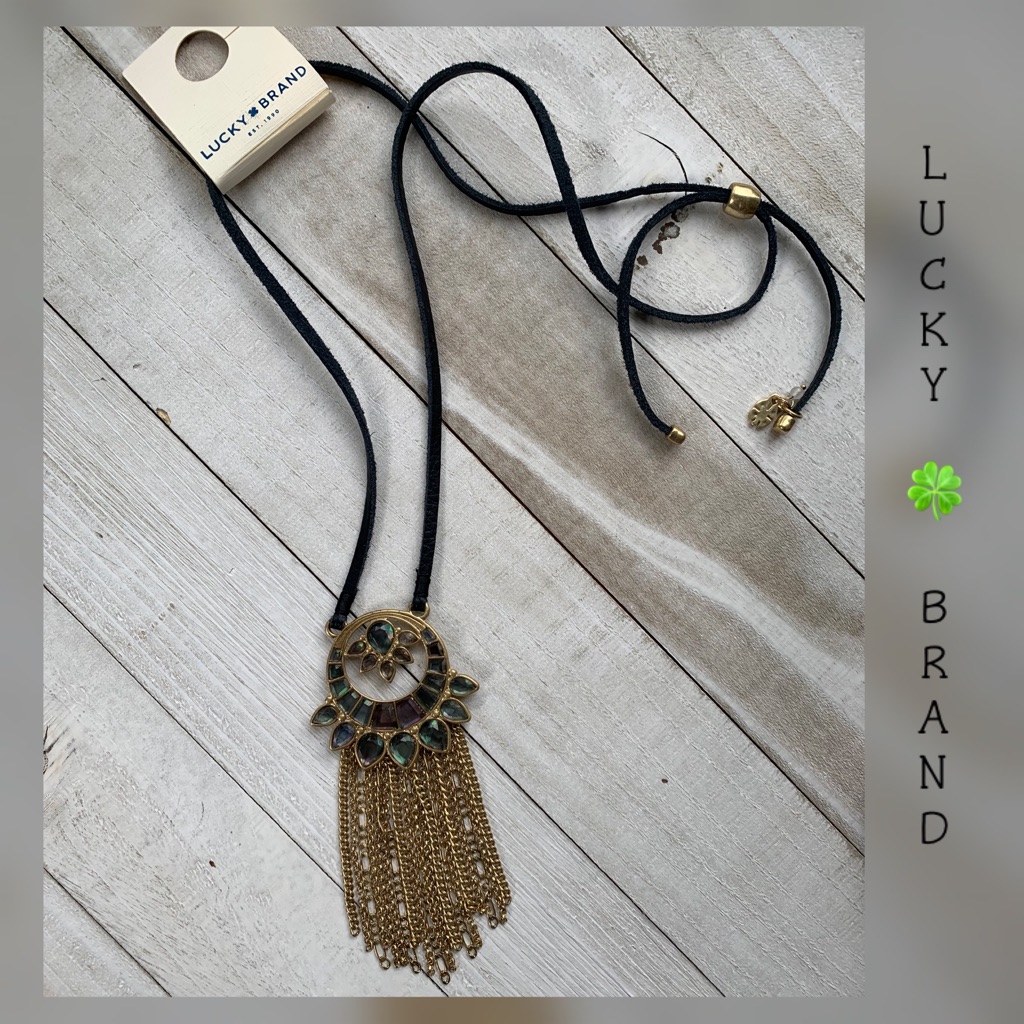 Lucky Brand Natural Stones And Leather Necklace 30$